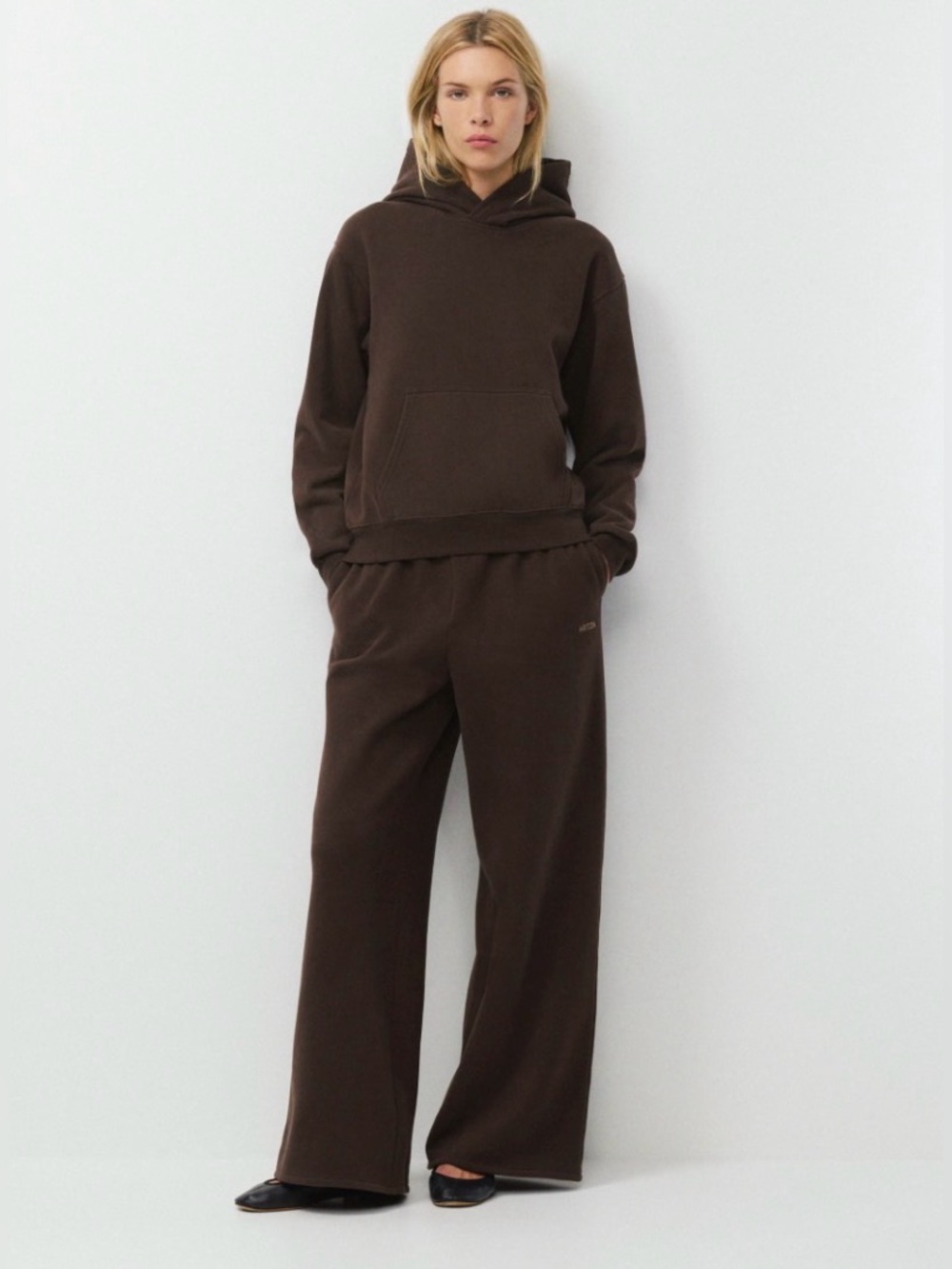 Aritzia Cozy Sweatfleece Rich Mocha Brown Matching Set Size S